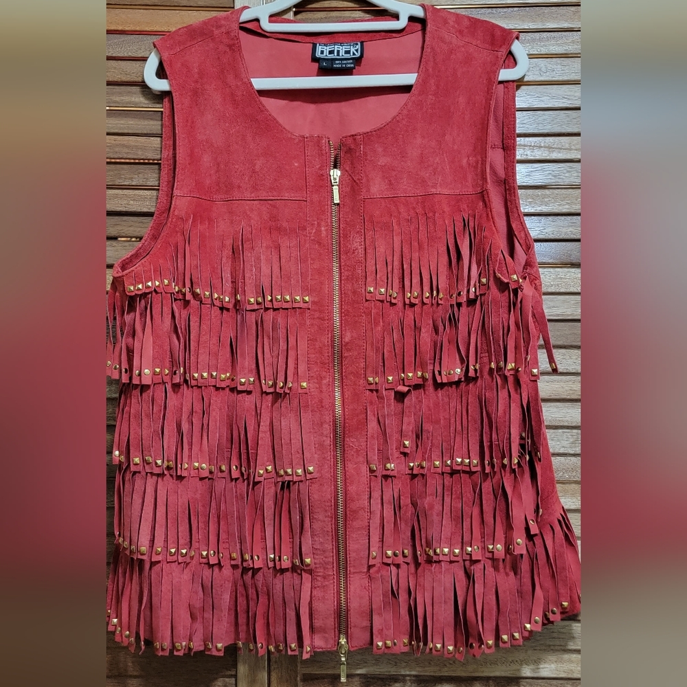 Leather fringe vest
